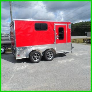 2019 Covered Wagon 7x12 Red 3 Windows Motorcycle Pkg Cargo Trailer