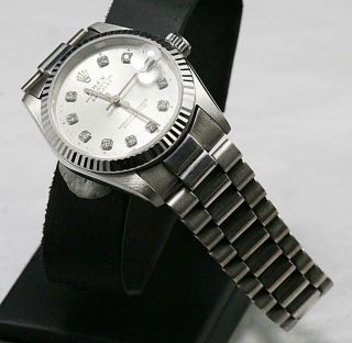 CUSTOM MADE After Market Solid White Gold Datejust 68279 Quick Set President. 5