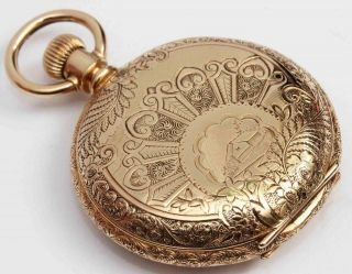 1891 Antique Waltham Hunting Case Pocket Watch W/fancy Enameled Dial W/butterfly