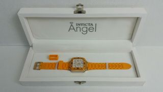 Invicta 1298 Angel Wrist Watch Orange Square Case Mens Womens Quartz Diving 2