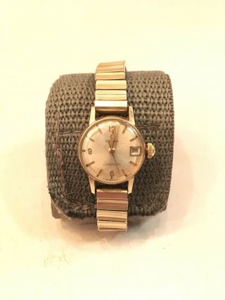 Vintage Omega Ladymatic W/ Date 14k Gold Filled Watch Runs Smooth And Keeps Time