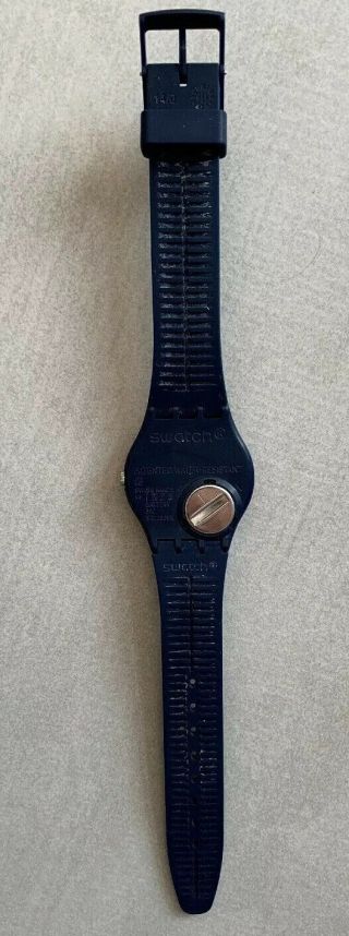 Swatch Watch (quartz) Blue Rubber Strap.  Day/Date And Water Resistant.  Unisex 3