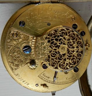 Antique Early 19th c verge fusee pocket watch.  Snook,  Newfoundland.  Key wind/set 5