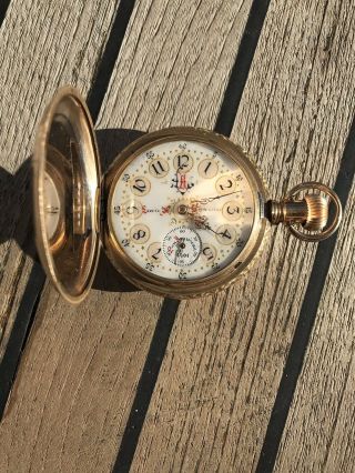 C.  1894 Elgin 16s,  15j,  Gold Filled Full Hunter Pocket Watch,  Fancy Dial,  Runs