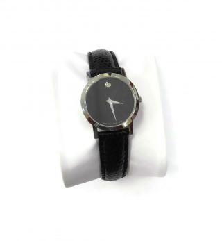 Movado Museum Ladies Black Leather Watch
