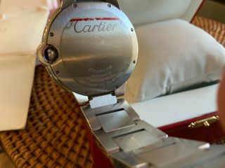 Authentic Men ' s Cartier Ballon Bleu 42mm Stainless Steel Automatic Watch 3765 5