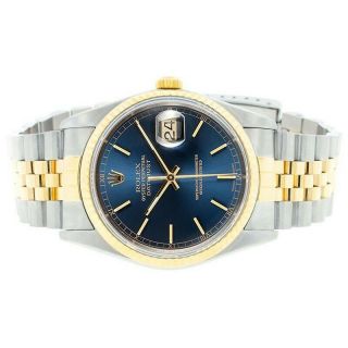 Rolex Datejust 36 Steel Yellow Gold Blue Dial Mens Watch 16233 2