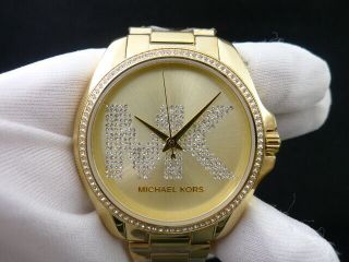 Old Stock Michael Kors Bradshaw Mk6555 Gold Plated Quartz Women Watch