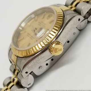 Rolex 69173 Ladies Datejust 18k Gold SS Watch Quickset w Box Papers Tags 4