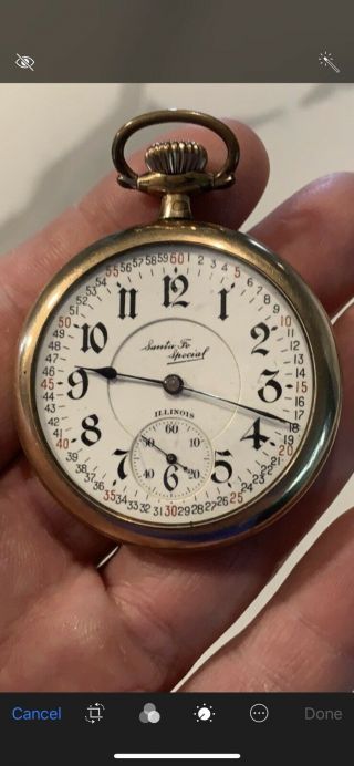 Vintage 16s Illinois 21j Santa Fe Special Pocket Watch