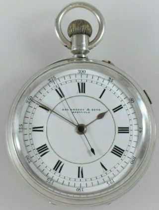 Antique Silver Sweep Centre Second Chronograph Lever Pocket Watch,  Chester 1908