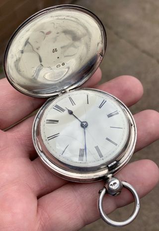 A Gents Large Antique Solid Silver Full Hunter Verge Pocket Watch 1844.