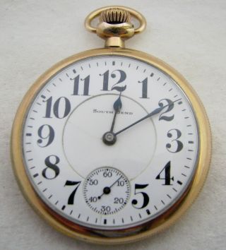 Antique 16s South Bend Grade 227 21 Jewel 21j Railroad Gold Filled Pocket Watch