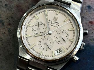 Vintage Zenith Movado Chronograph El Primero 3019 Wristwatch Rare Surf mineral 3