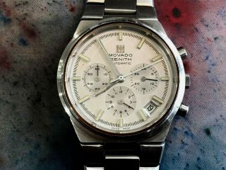 Vintage Zenith Movado Chronograph El Primero 3019 Wristwatch Rare Surf mineral 7