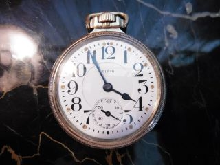Fantastic Elgin Father Time Pocket Watch.  21 Jewel,  Rare Dial And Hands.