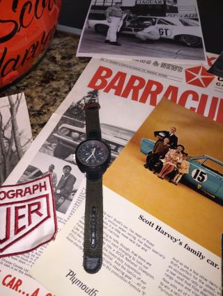 Vintage 1970s Tag Heuer Montreal Chronograph Watch Scott Harvey Racer