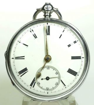 Solid Sterling Silver English Fusee Lever Pocket Watch 1869 Cleaned &