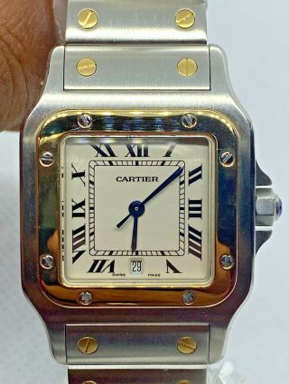 Santos De Cartier Automatic Silver Dial Steel & Yellow Gold Men 