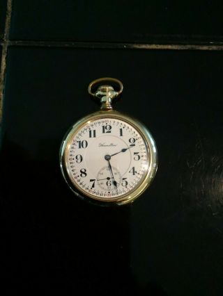 Hamilton Open Face Gold Filled Antique Pocket Watch 21 Jewel