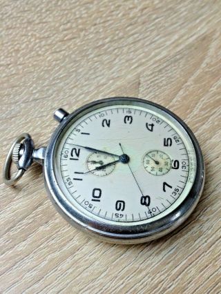 Ussr Captain Military Pocket Watch Chronograph Slava 2 Mchz 1957h 19 Jewels