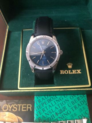 Rolex Air King Mens Watch Oyster Stainless Steel Blue Dial w/Box 14010M & Papers 2