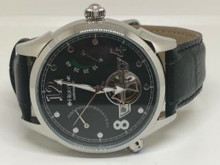 Heritor Black Dial Black Leather Automatic Power Reserve Men 