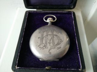 Vintage Junghans 0.  900 Silver Mens Pocket Watch 1910 