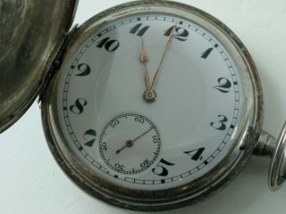Vintage Junghans 0.  900 Silver Mens Pocket Watch 1910 ' with engraving 2
