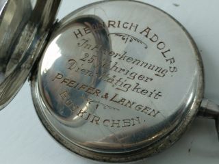 Vintage Junghans 0.  900 Silver Mens Pocket Watch 1910 ' with engraving 3