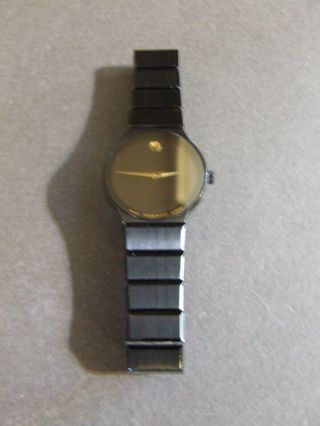 Movado Museum 84 - 40 - 881a Onyx Black Thin Band Ladies Quartz Watch