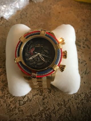 Invicta Bolt Tri Cable Red Blue Koi 54mm Gold Steel Chronograph Watch 28202