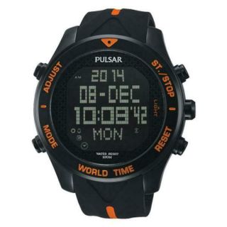 Pulsar Gents World Time Digital Rubber Strap Watch - Pnp Pq2037x1