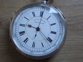 Antique Gents Silver Cased Center Seconds Chronograph Pocket Watch