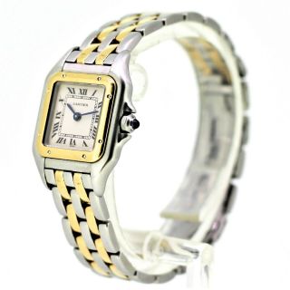 Ladies Cartier Santos Panthere - 18k Gold & Steel Bracelet Watch - Small Size