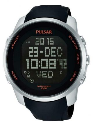 Pulsar Gents World Time Digital Rubber Strap Watch - Pnp Pq2049x1