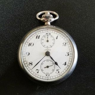 Lemania Swiss Chronograph Antique Vintage Pocket Watch Collectible Rare