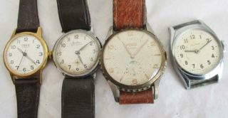 4 Vintage Mens Wind Up Watches Oris,  Fero,  Bentima,  Kelton Spares /repair