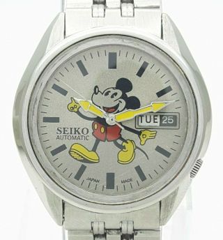 Vintage Seiko 5 Japan Mickey Mouse 21j Automatic 6119 Day Date Men 