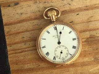 10ct Gold Plated J W Benson Pocket Watch,  1920’s -