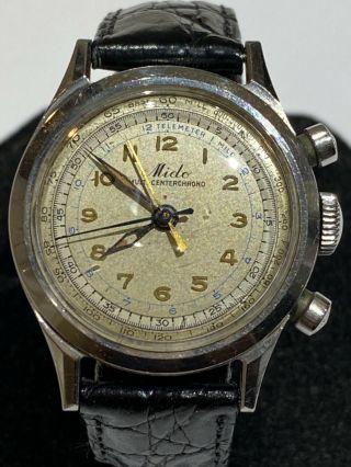 Mido Multi - Center Chronograph (four Hand) Telemeter Cal 1300 Valjoux Watch