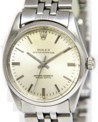 Rolex Vintage Oyster Perpetual Steel Silver Dial Mens 34mm Automatic Watch 1002