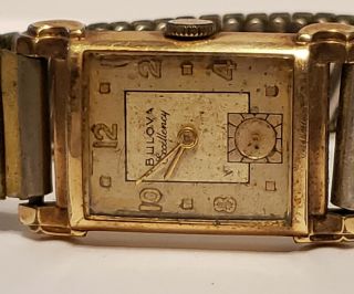 Vintage Rare Bulova Excellency Rectangle Watch 21 Jewel Sub Second 10k Gf