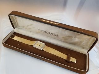 Mens Vintage Longines Solid Gold 14k Watch Diamonds Serviced With Box