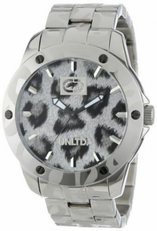 Marc Ecko Mens The Lynx 3 Hand Patterned Dial Polished Stainless Steel Watch