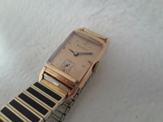 Vintage Wristwatch Bulova 21 J 14 K Rose Pink Gold 7ap Fancy Case