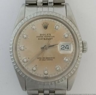 16220 Rolex Mens Quickset Datejust Sapphire Cool Faded Dial Diamond Mens Watch