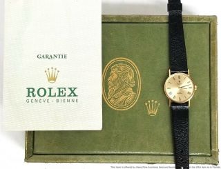 Vintage Rolex Cellini 3810 18k Gold Large Size 1970s Cool Watch Box Papers