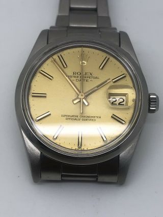 Vintage Rare Rolex Oyster Perpetual Date Champagne Dial Ref.  15000