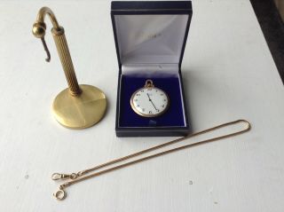 Record Ultra Thin Pocket Watch And Chain.  With Night Stand.